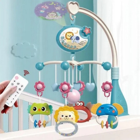 TEANTOYS 0+ месеца - Музикална Въртележка с Проектор и Висящи Играчки 