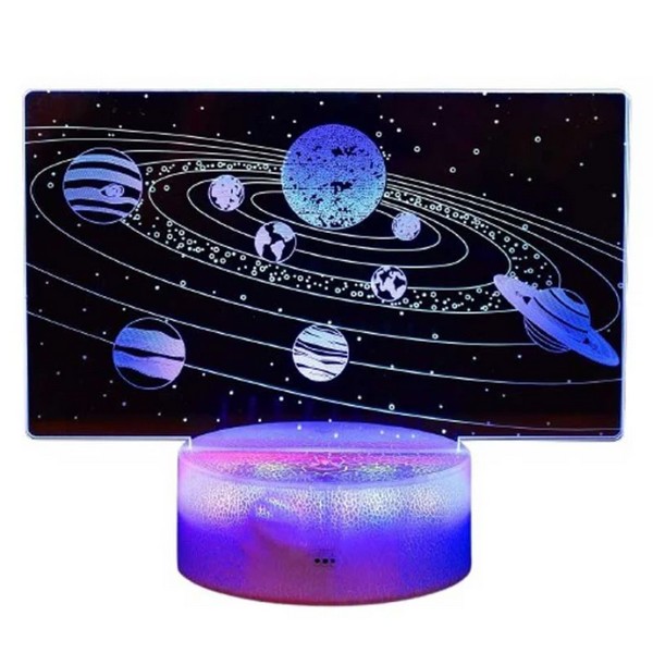 Robe Toy Слънчевата система - Нощна детска 3D LED лампа, променящи се цветове, 20 см