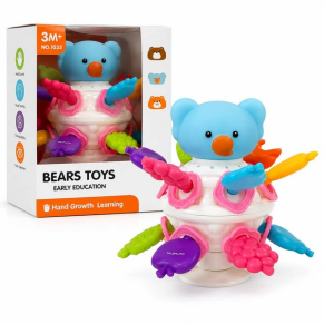 TEANTOYS - Образователна бебешка играчка Мече с цветни елементи за въртене и хващане – 3м+ TEANTOYS - Образователна бебешка играчка Мече с цветни елементи за въртене и хващане – 3м+