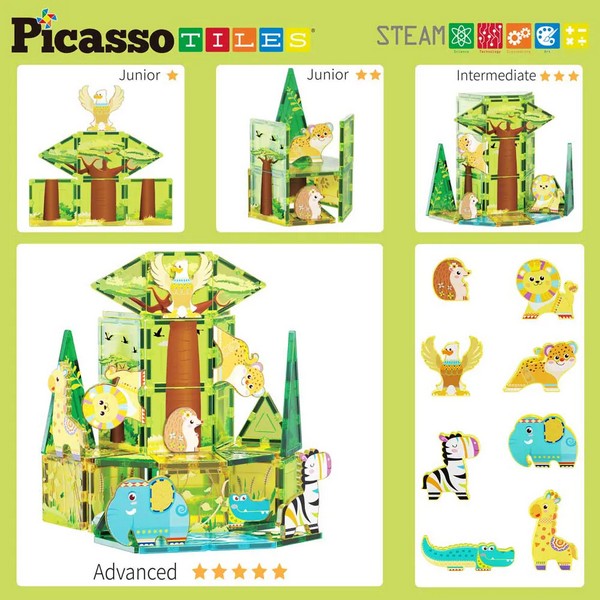 Продукт Picasso STEAM Сафари - Магнитен конструктор 46 части - 0 - BG Hlapeta