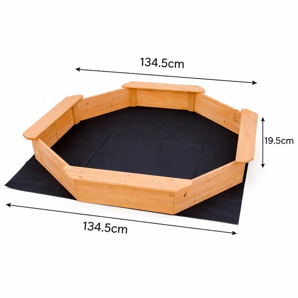 Продукт GINGER HOME - Детски дървен пясъчник – 8-странен модел с 4 седалки, 134.5×134.5 см - 0 - BG Hlapeta