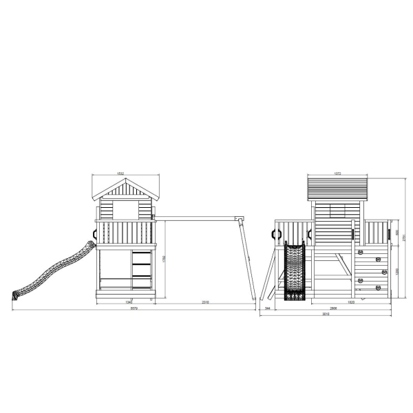 Продукт Fungoo MARS TEAK - Детска площадка с къща, пързалка и 2 люлки - 0 - BG Hlapeta