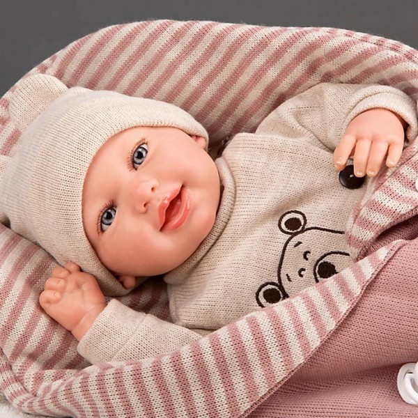 Продукт Arias Лейн - Усмихната кукла-бебе с розов спален чувал и биберон - 45 см - 0 - BG Hlapeta