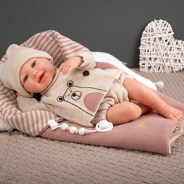 Продукт Arias Лейн - Усмихната кукла-бебе с розов спален чувал и биберон - 45 см - 0 - BG Hlapeta