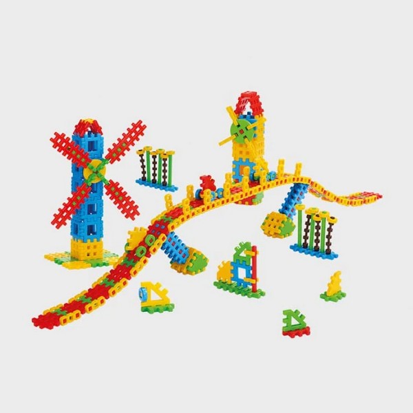 GUGA Вафлен конструктор от 245 части - Мост с вятърници мелници