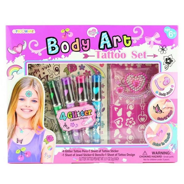 Robe Toy - Забавен момичешки комплект за татуировки с блестящи химикали, 8 части