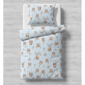 Galix МЕЧЕ В КОШНИЧКА СИН - Детски спален комплект, 4 части
