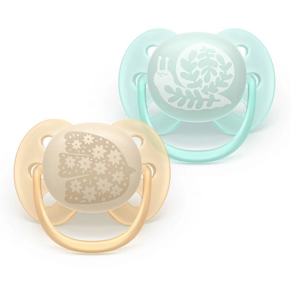 Продукт Philips AVENT Ultra Soft - Комплект от 2 броя ортодонтични силиконови залъгалки, в кутия за стерилизиране, plant-based - 0 - BG Hlapeta