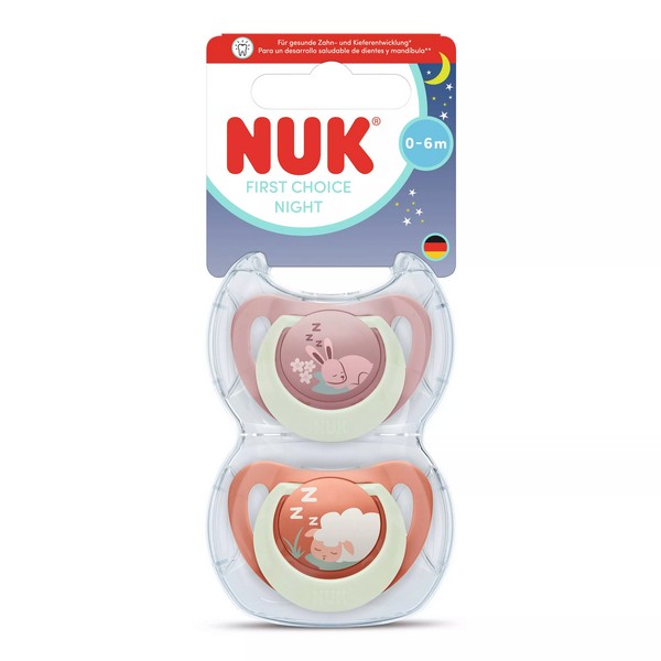 Продукт NUK First Choice Night - Биберон залъгалка, силикон, 0-6 мес., 2 бр. - 0 - BG Hlapeta