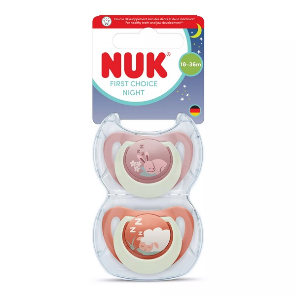 Продукт NUK First Choice Night - Биберон залъгалка, силикон, 18+ мес., 2 бр. - 0 - BG Hlapeta