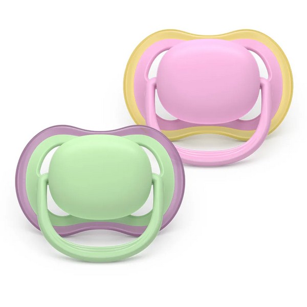 Продукт Philips AVENT Ultra Air - 2 броя ортодонтски силиконови залъгалки, 6-18м, едноцветни, в кутия за стерилизиране - 0 - BG Hlapeta