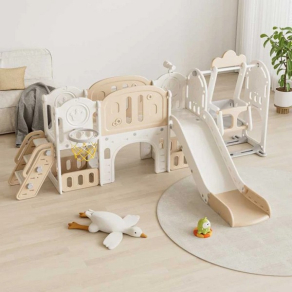 Детски приключенски център за игра 11 в 1 с пързалка, катерушка, люлка и баскет кош