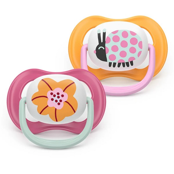 Продукт Philips AVENT Ultra Air Happy - 2 броя ортодонтски силиконови залъгалки, 6-18м, с декорация в синьо, в кутия за стерилизиране - 0 - BG Hlapeta