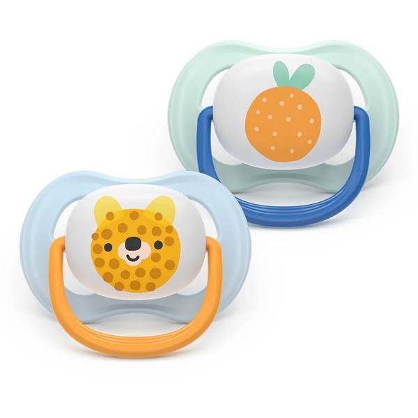 Продукт Philips AVENT Ultra Air Happy - 2 броя ортодонтски силиконови залъгалки, 0-6м, с декорация, в кутия за стерилизиране - 0 - BG Hlapeta