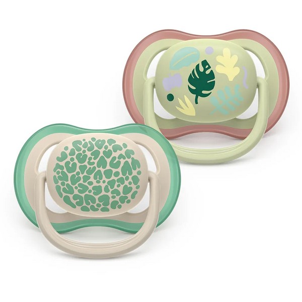 Продукт Philips AVENT Ultra Air - 2 броя ортодонтски силиконови залъгалки, 6-18м, с картинки, в кутия за стерилизиране - 0 - BG Hlapeta