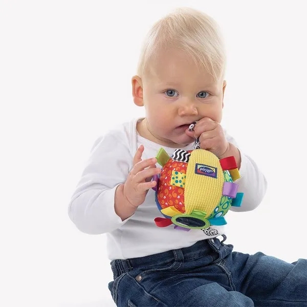 Продукт PLAYGRO - Звъняща мека топка с етикети, 3м+ - 0 - BG Hlapeta