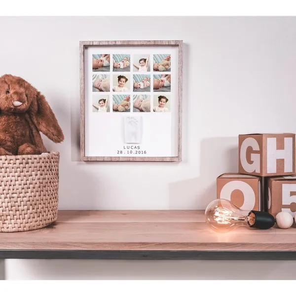 Продукт BABY ART  My Very First Year - Рамка за 12 снимки и отпечатък, естествено дърво - 0 - BG Hlapeta