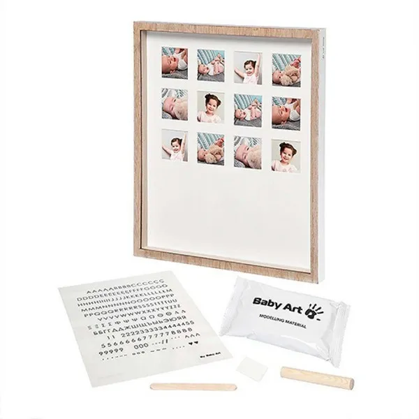 Продукт BABY ART  My Very First Year - Рамка за 12 снимки и отпечатък, естествено дърво - 0 - BG Hlapeta
