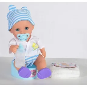 Moni - Пишкащо бебе със синя шапка, 31cm Moni - Пишкащо бебе със синя шапка, 31cm