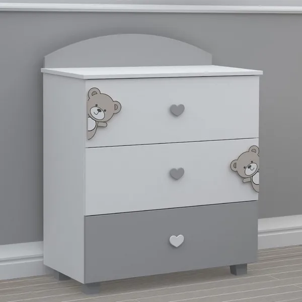 Продукт BAMBINO CASA - Комплект бебешко креватче Tre Orsetti + скрин с пуш механизми Tre Orsetti grigio - 0 - BG Hlapeta