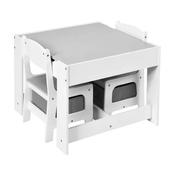 Продукт  GINGER HOME GINGER HOME - Детска Дървена Маса с 2 Столчета, Комплект, Двустранна с Черна Дъска, 2 в 1 - за Игра и Съхранени  - 0 - BG Hlapeta