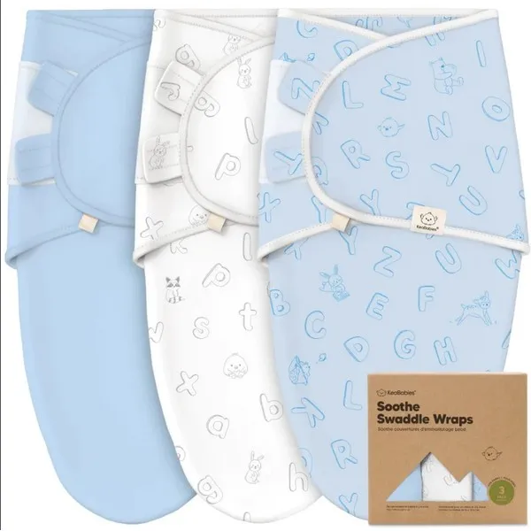 KeaBabies - Пелени За Повиване Organic 0-3 Месеца 3Бр