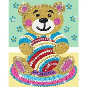 KSG Crafts Мече - Картина с пайети и цветен брокаt