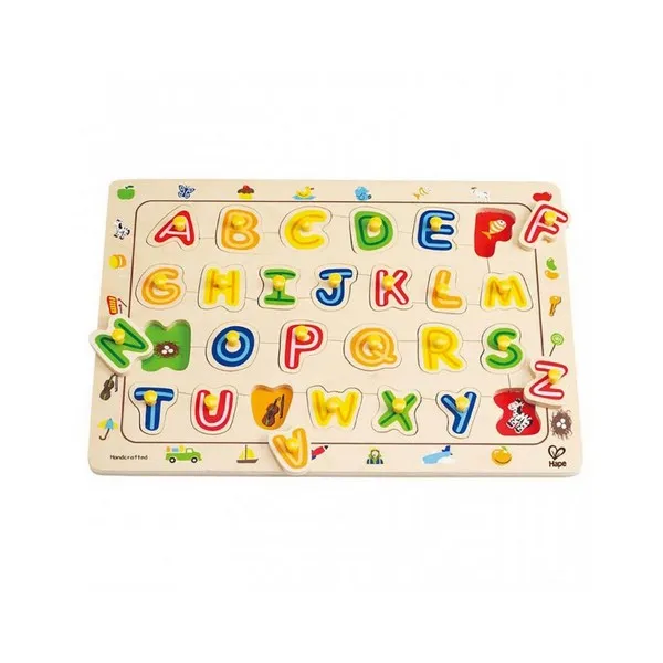 Продукт Hape - Дървена дъска пъзел с букви - 0 - BG Hlapeta