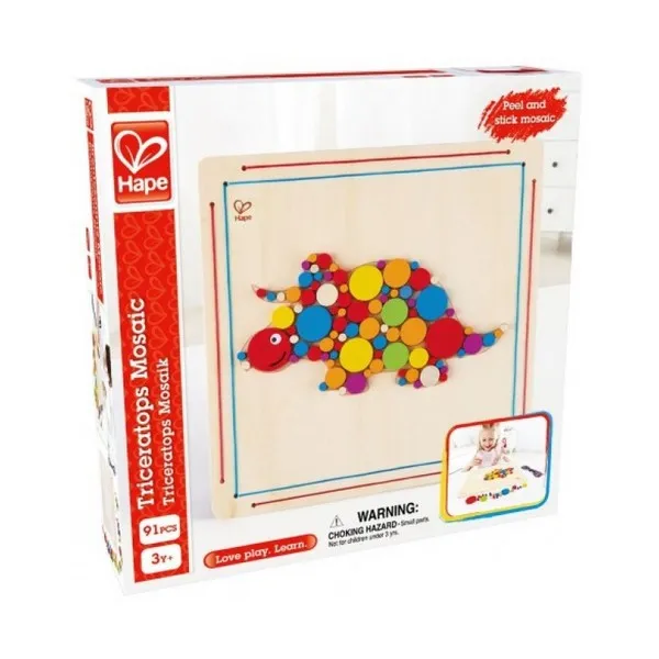 Продукт Hape - Детска живописна мозайка с Трицератопс - 0 - BG Hlapeta