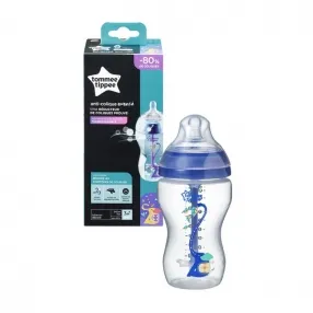 Tommee Tippee - Шише за хранене Advanced Anti-Colic 3м+. 340 мл. Синьо с декорация