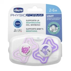 CHICCO PHYSIO LIGHT - Залъгалка силикон 2-6 м. 2 бр. CHICCO PHYSIO LIGHT - Залъгалка силикон 2-6 м. 2 бр.