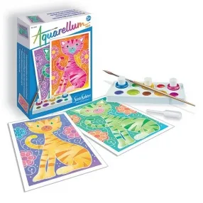 Sentosphere Котенца - Комплект за оцветяване с акварелни бои мини Sentosphere Котенца - Комплект за оцветяване с акварелни бои мини