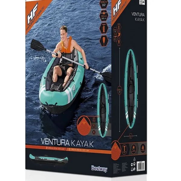 Продукт BESTWAY Hydro-Force Ventura - Надуваем ЕДНОМЕСТЕН каяк, 280x86 cm, с гребла, помпа и седалка в комплекта - 0 - BG Hlapeta