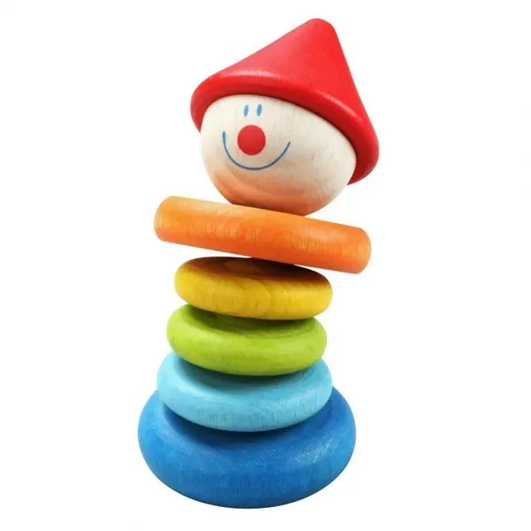 Classic world клоун - Дървена дрънкалка за бебета