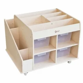 Classic world educational - Подвижен дървен стелаж за играчки Classic world educational - Подвижен дървен стелаж за играчки