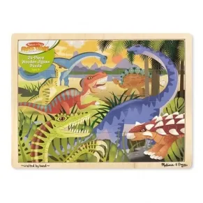Melissa and Doug  - Дървен пъзел Динозаври в рамка 