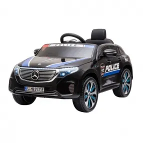 Акумулаторна кола Licensed Mercedes Benz EQC400 Police, 12V с меки гуми и кожена седалка