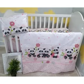 Galix розова Панда - Детски спален комплект, 4 части Galix розова Панда - Детски спален комплект, 4 части