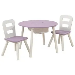 KidKraft Lavender Round Storage Table & 2 Chair Set - Комплект маса с два стола