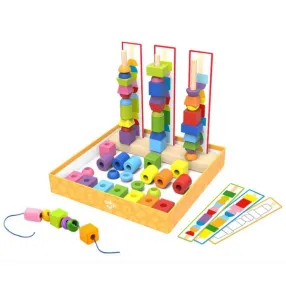 Tooky Toy - Дървена игра за нанизване с цветове и форми Tooky Toy - Дървена игра за нанизване с цветове и форми