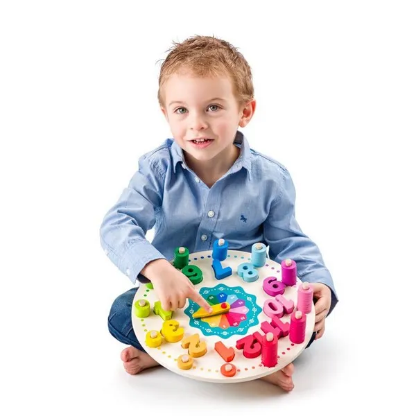 Продукт Woodyland - Дидактически часовник с броене на цифрите от 1-12 - 0 - BG Hlapeta