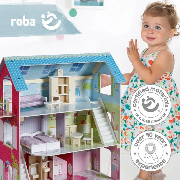 Продукт Roba - Къща за кукли, дървена с обзавеждане - 0 - BG Hlapeta