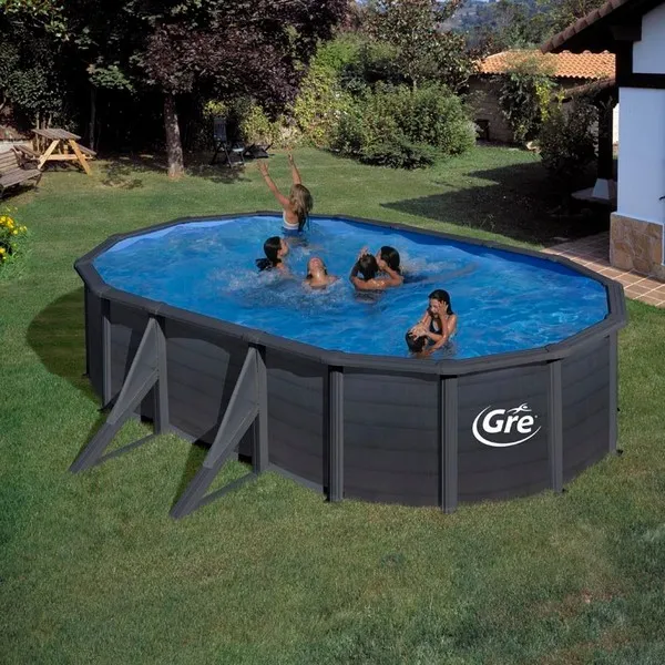 Продукт GRE GRANADA - Метален сглобяем басейн графит - овал 500х300х132 см с пясъчен филтър - 0 - BG Hlapeta