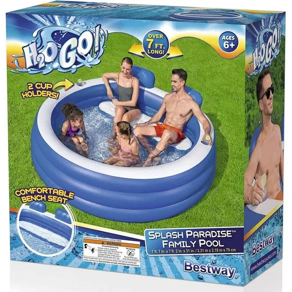 Продукт Bestway - Надуваем басейн със седалка и възглавници 231х219х79см - 0 - BG Hlapeta