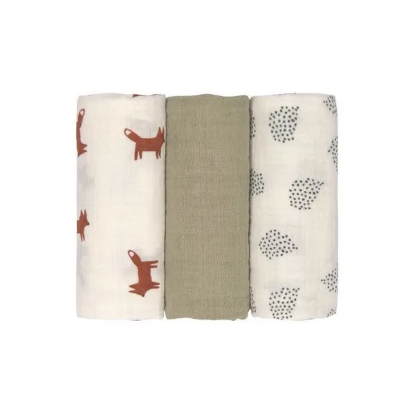 Продукт Lassig Little Forest and Little Mateys - Комплект пелени 60х60, 3бр. - 0 - BG Hlapeta