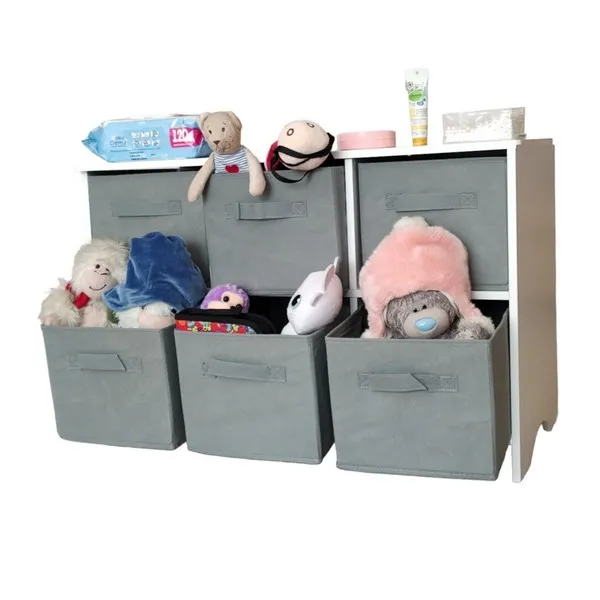 Продукт Ginger home - Дървен Скрин с 6 Текстилни Чекмеджета за Съхранение, Шкаф, Органайзер, Секция - 0 - BG Hlapeta