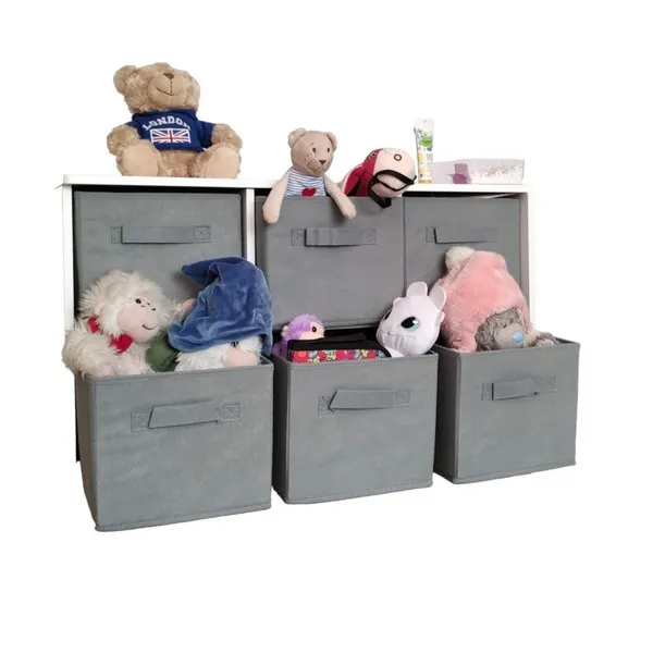 Продукт Ginger home - Дървен Скрин с 6 Текстилни Чекмеджета за Съхранение, Шкаф, Органайзер, Секция - 0 - BG Hlapeta