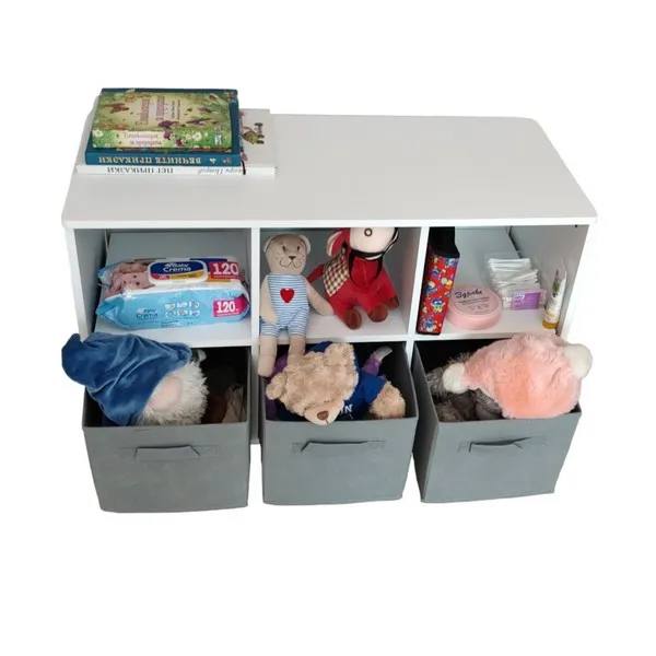 Продукт Ginger home - Дървен Скрин с 6 Текстилни Чекмеджета за Съхранение, Шкаф, Органайзер, Секция - 0 - BG Hlapeta