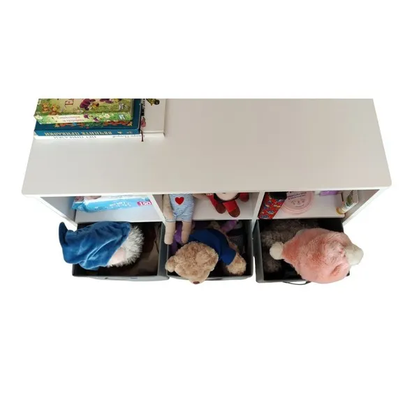 Продукт Ginger home - Дървен Скрин с 6 Текстилни Чекмеджета за Съхранение, Шкаф, Органайзер, Секция - 0 - BG Hlapeta