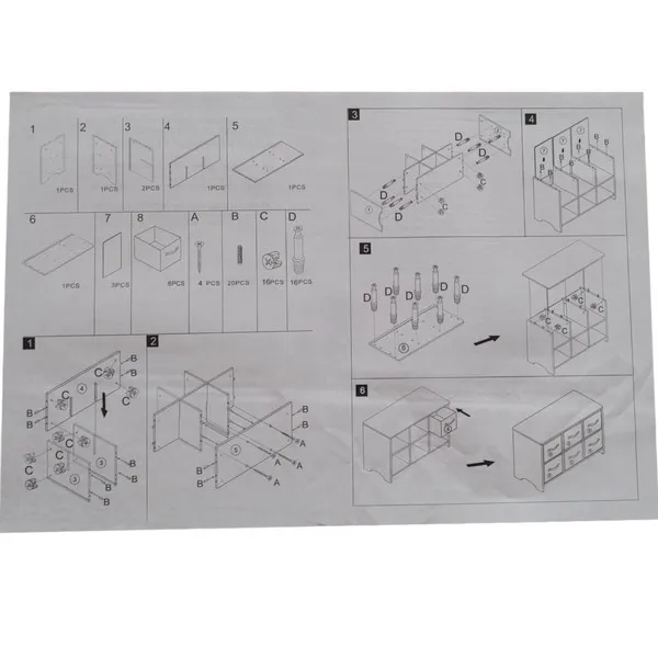 Продукт Ginger home - Дървен Скрин с 6 Текстилни Чекмеджета за Съхранение, Шкаф, Органайзер, Секция - 0 - BG Hlapeta